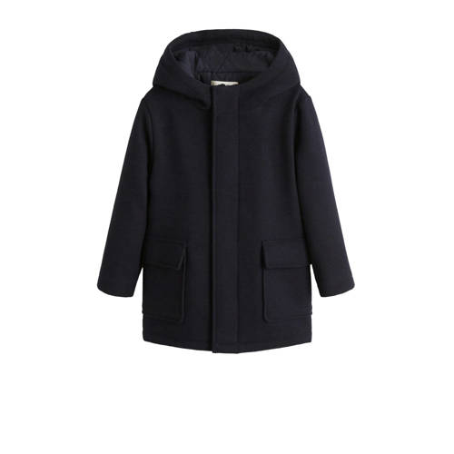 Mango Kids Winterjas Met Wol Blauw mango kids kopen in de aanbieding