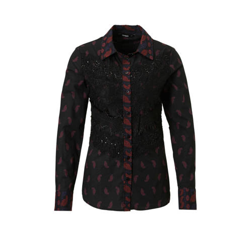 Desigual Blouse Met Kanten Detail Zwart desigual kopen in de aanbieding
