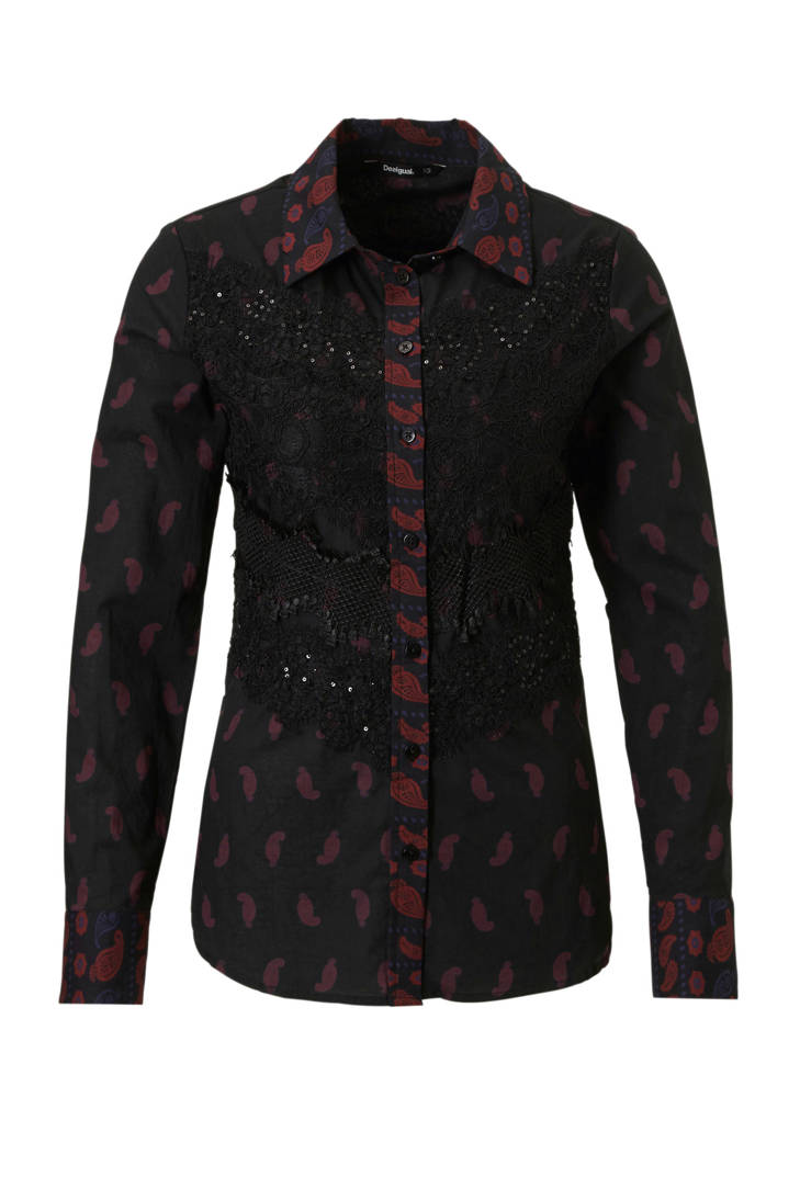 detail met Desigual kanten zwart blouse B0PwqxH