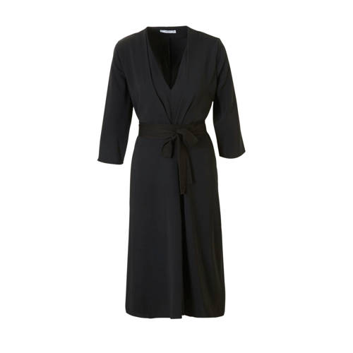 Mango Jurk Met Strik Ceintuur Zwart mango kopen in de aanbieding