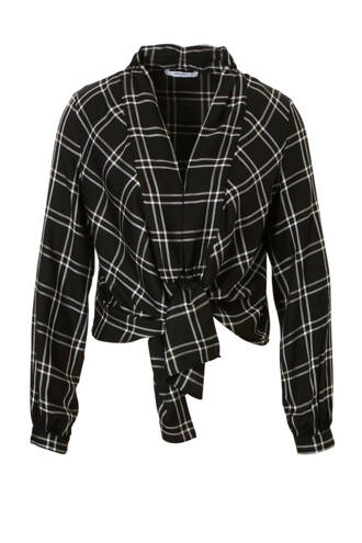 crop top met ruit dessin zwart