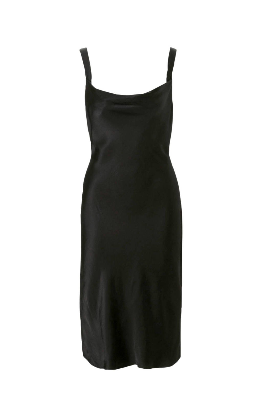 Mango asymmetrische jurk zwart, Zwart