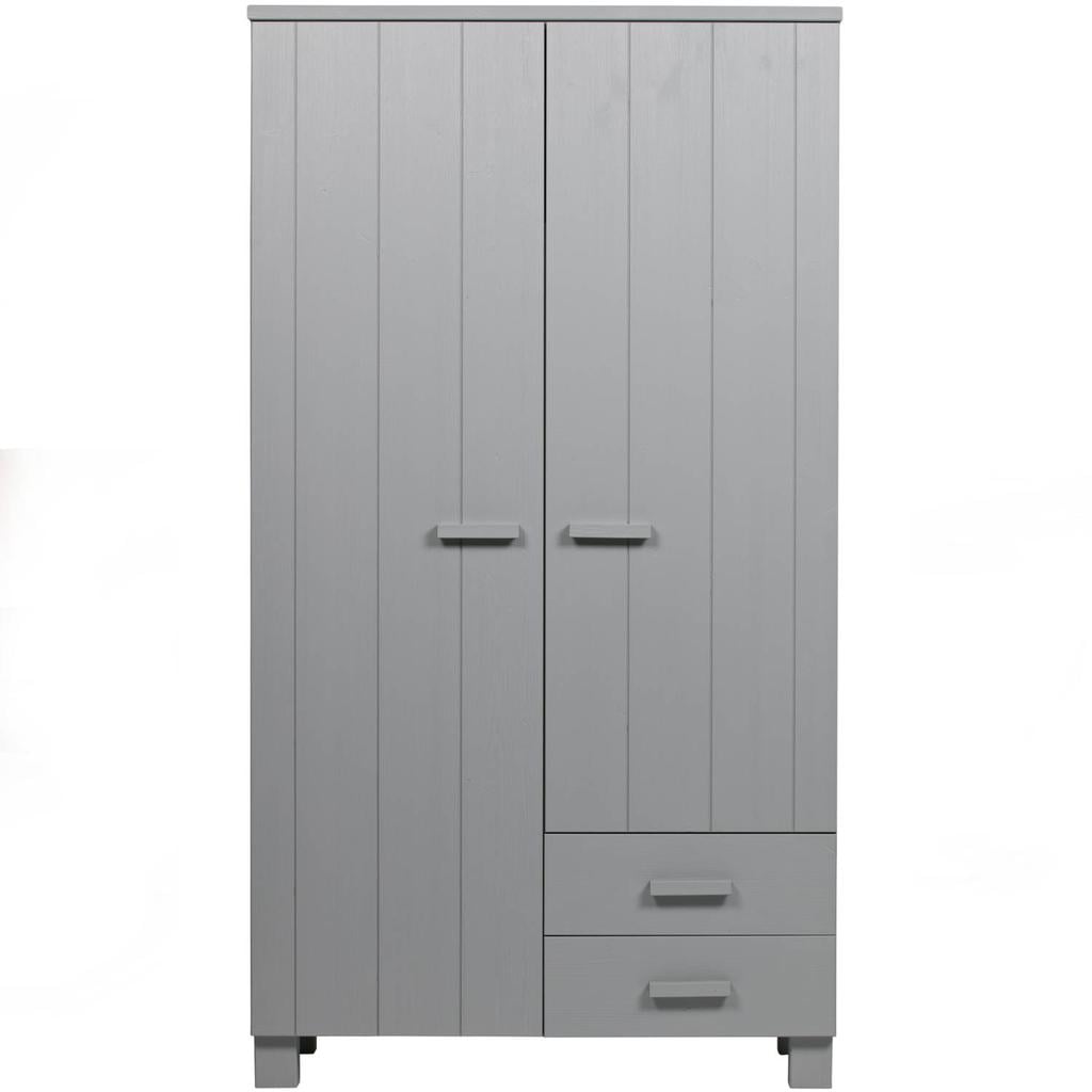 WOOOD WOOOD Dennis Kast Met Laden - Grenen - Staal Grijs - 202x111x55