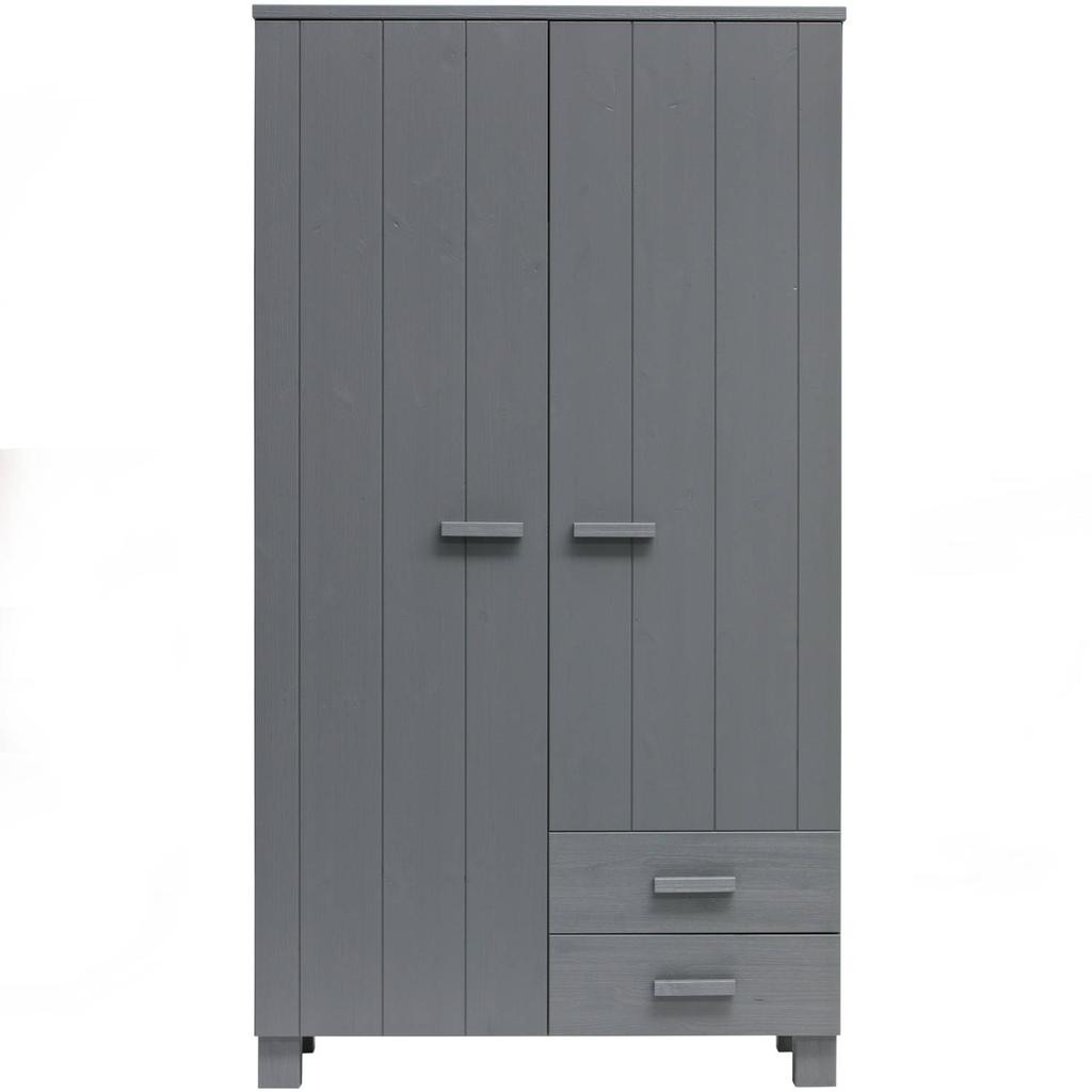 WOOOD WOOOD Dennis Kast Met Laden - Grenen - Staal Grijs - 202x111x55