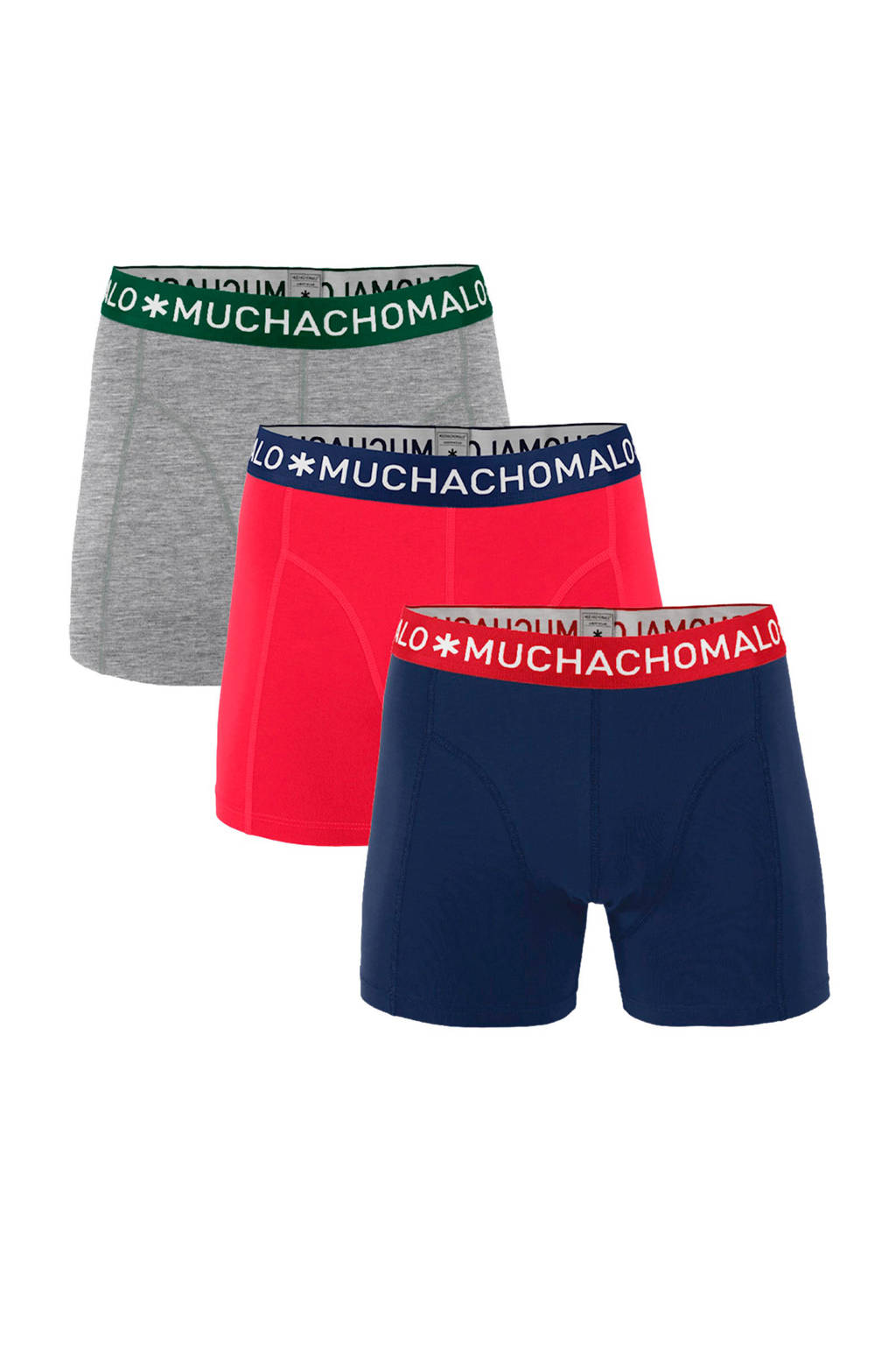 Muchachomalo Junior boxershort - set van 3 donkerblauw/rood/grijs, Donkerblauw/rood/grijs