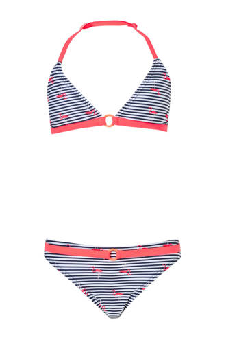 gestreepte bikini met flamingo's roze
