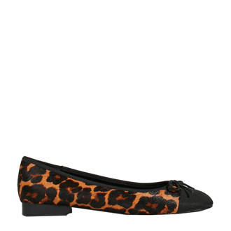 leren ballerina's met panterprint