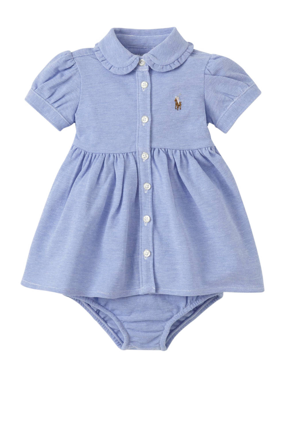 Werkgever Zus bijzonder POLO Ralph Lauren baby jurk met ruches blauw mÃ£Âªlee | wehkamp