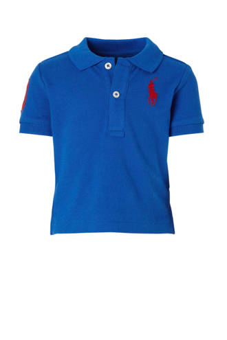 piqué baby polo met borduursels kobalt