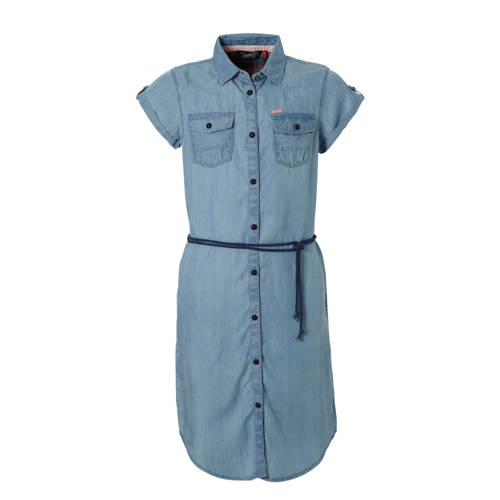 Petrol Industries Denim Look Jurk Met Koord Blauw petrol industries kopen in de aanbieding