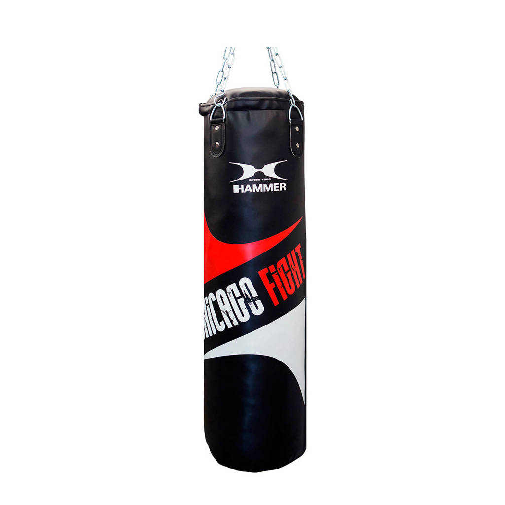 Hammer Bokszak Chicago Fight Black - 100x30 cm, Zwart/rood/wit