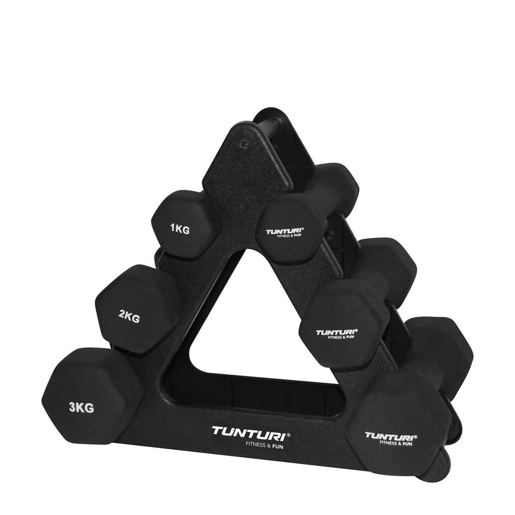 Tunturi Dumbbellsset + opbergrek, Zwart