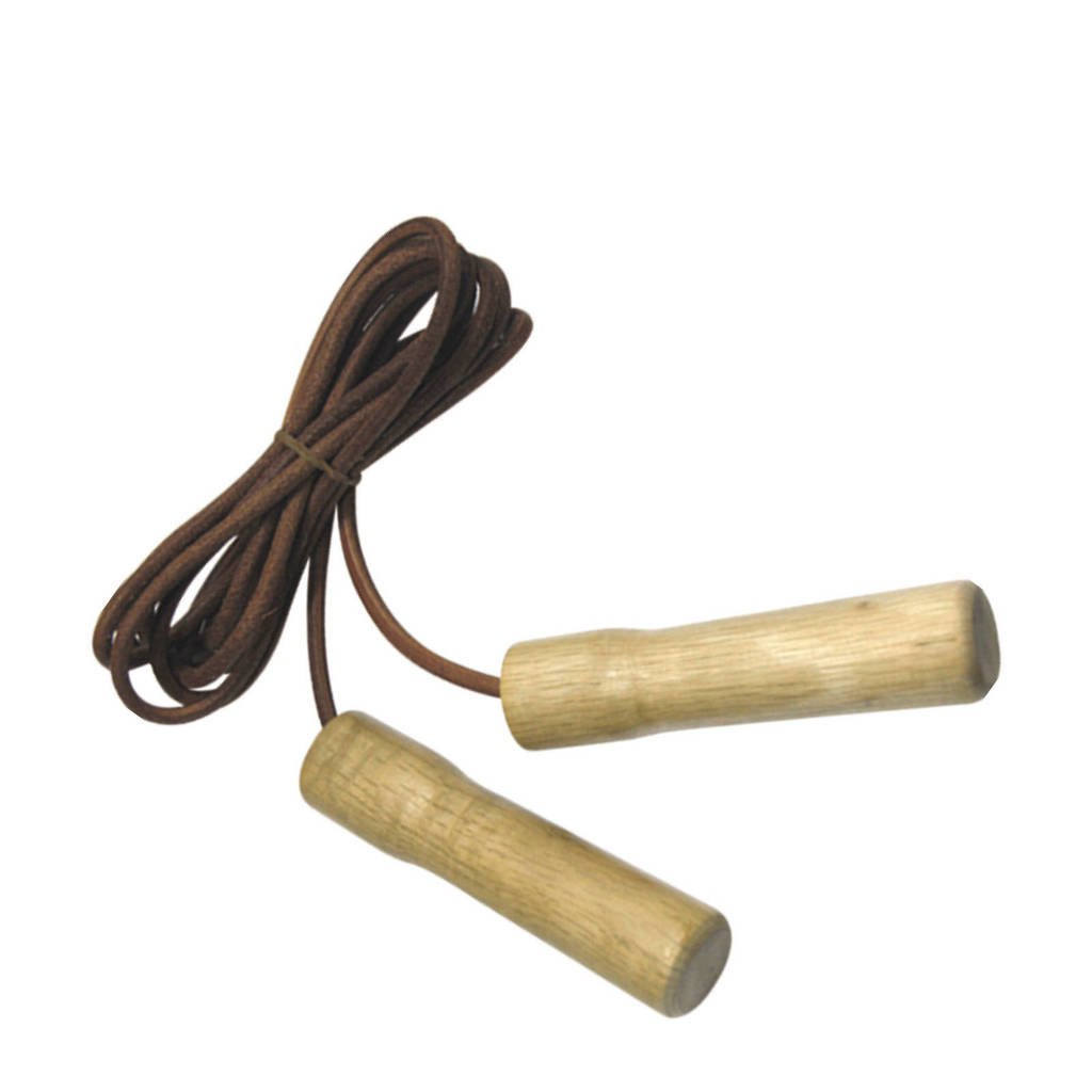 Tunturi Lederen Springtouw met houten handgrepen, Bruin
