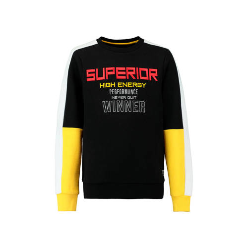 Coolcat Sweater Met Tekst Zwartgeel coolcat kopen in de aanbieding