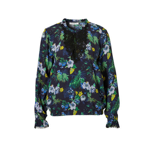 Tramontana Top Met Bloemenprint Blauw tramontana kopen in de aanbieding