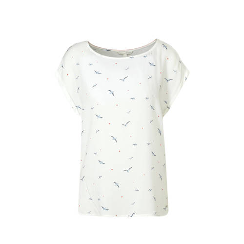 Tom Tailor Semi Transparante Top Met Vogelprint tom tailor kopen in de aanbieding
