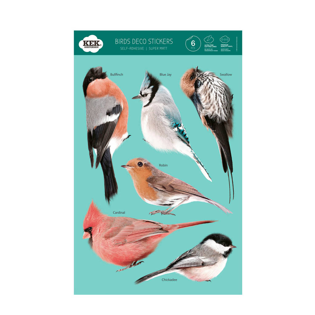 KEK Amsterdam muurstickers vogels (set) (21x33), Multi