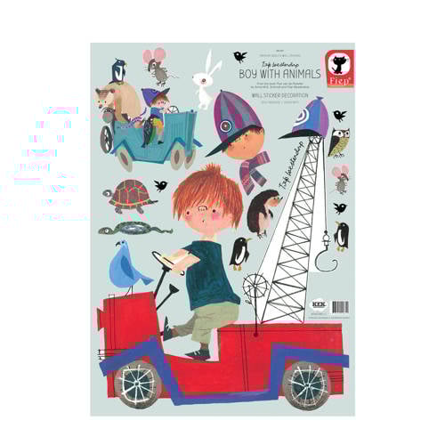 Kek Amsterdam Muursticker Boy With Animals 42X59 Cm kek amsterdam kopen in de aanbieding