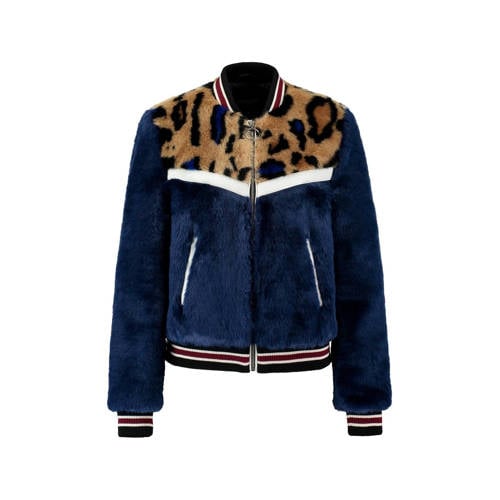 Coolcat Bomberjack Van Imitatiebont Donkerblauw coolcat kopen in de aanbieding