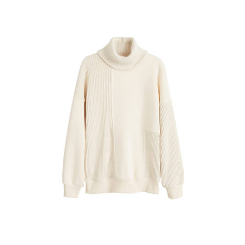 Mango Sweater Met Gecombineerd Dessin Ecru mango kopen in de aanbieding