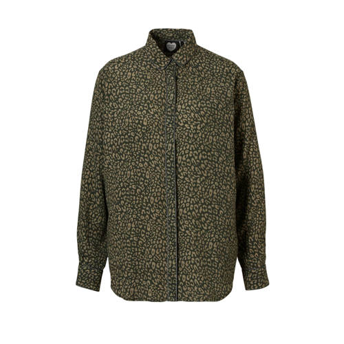 Catwalk Junkie Blouse Met Panterprint Kaki catwalk junkie kopen in de aanbieding