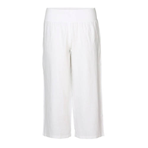 Paprika Cropped Linnen Broek Wit paprika kopen in de aanbieding