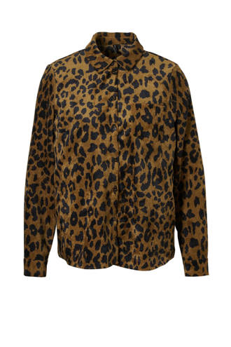 corduroy blouse met panter print