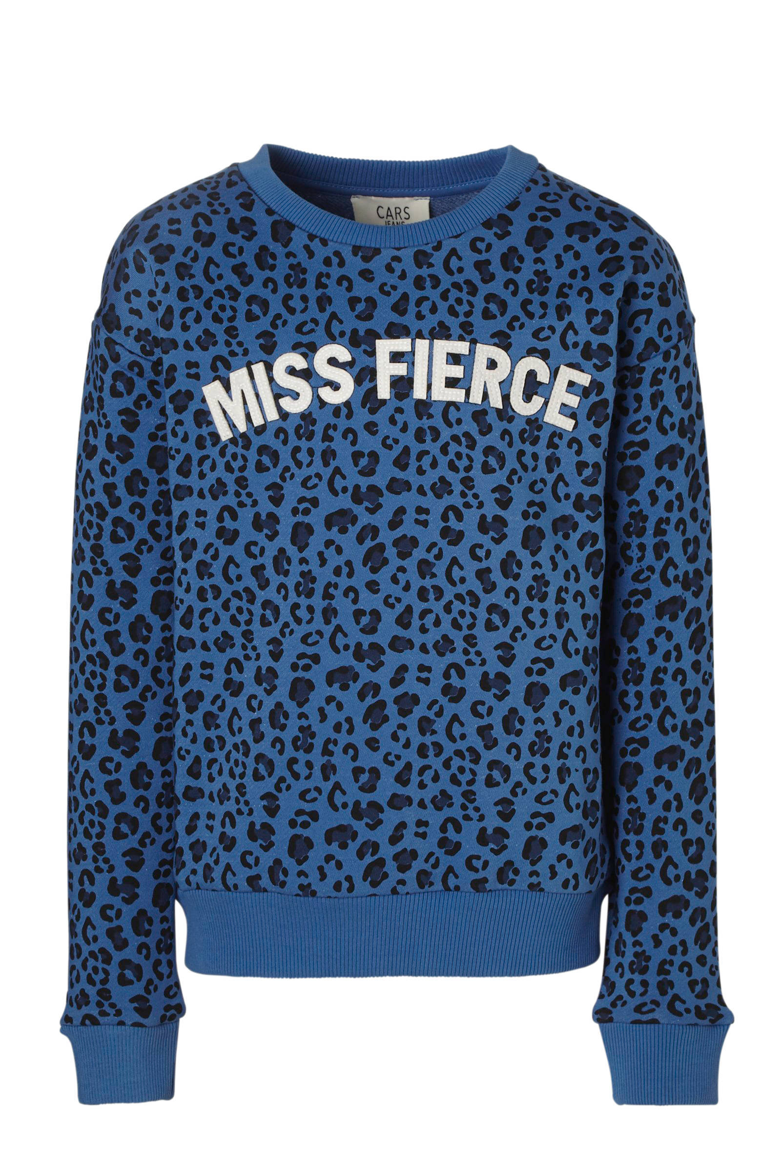 Cars sweater Mintya met panterprint en tekst blauw | wehkamp Panterprint Comfy Trui Kobalt |