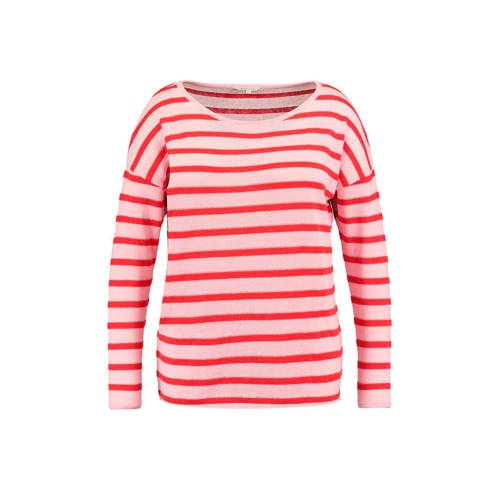 Ms Mode Gestreepte Sweater Met Glitter Roze ms mode kopen in de aanbieding