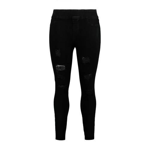 Ms Mode Jegging Met Slijtage Details Zwart ms mode kopen in de aanbieding
