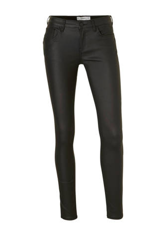 skinny fit gecoated broek zwart