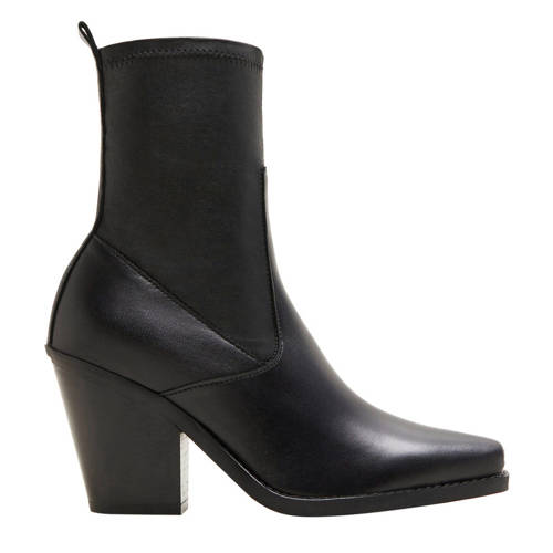 Mango Leren Enkellaarzen Zwart mango kopen in de aanbieding