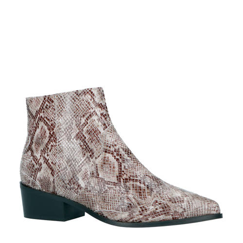 Bianco Bismil Leren Western Enkellaarzen Slangenprint bianco kopen in de aanbieding