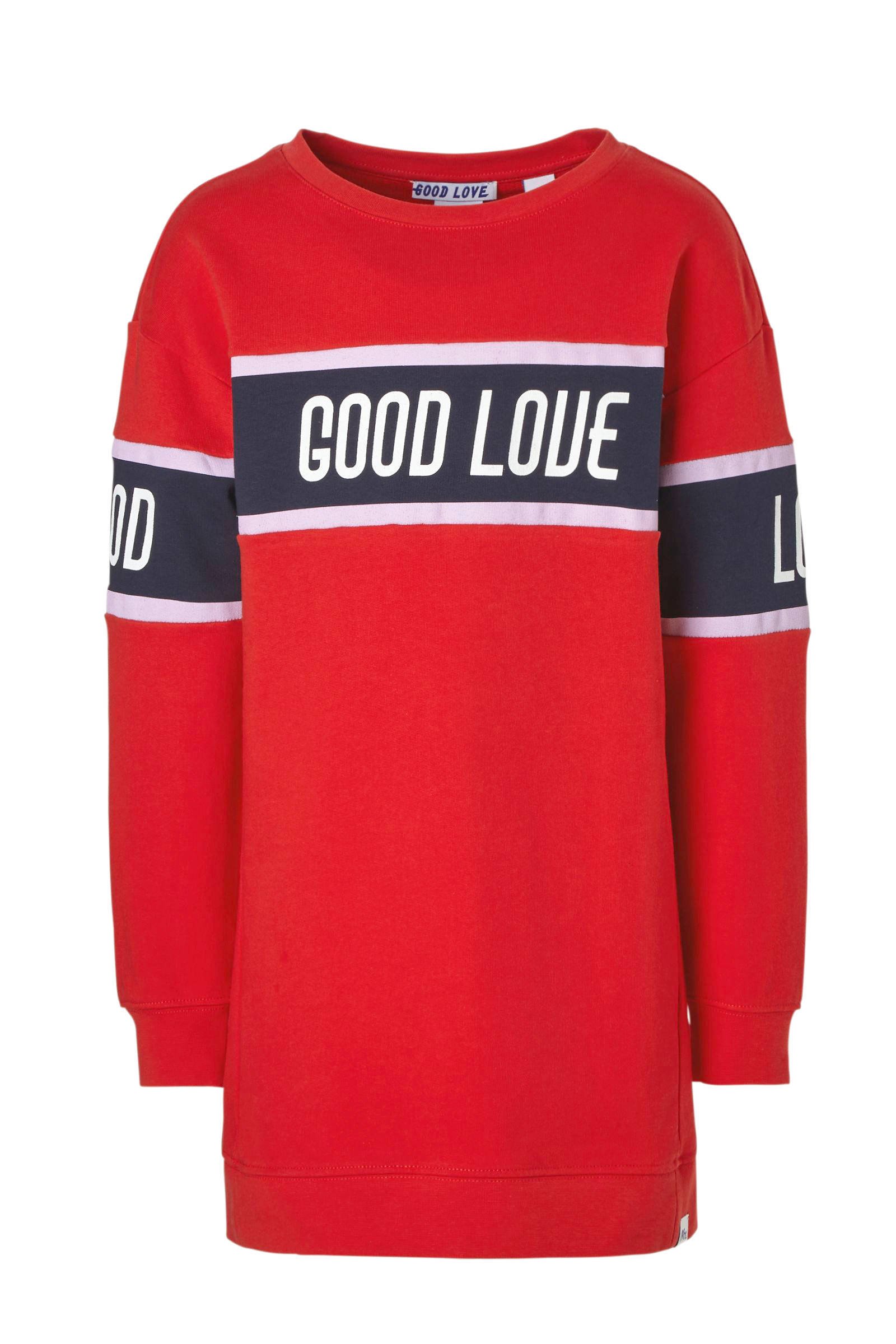 NIK&NIK sweatjurk met tekstprint Good Love rood | wehkamp NIK&NIK sweater Good Love met tekst rood | wehkamp