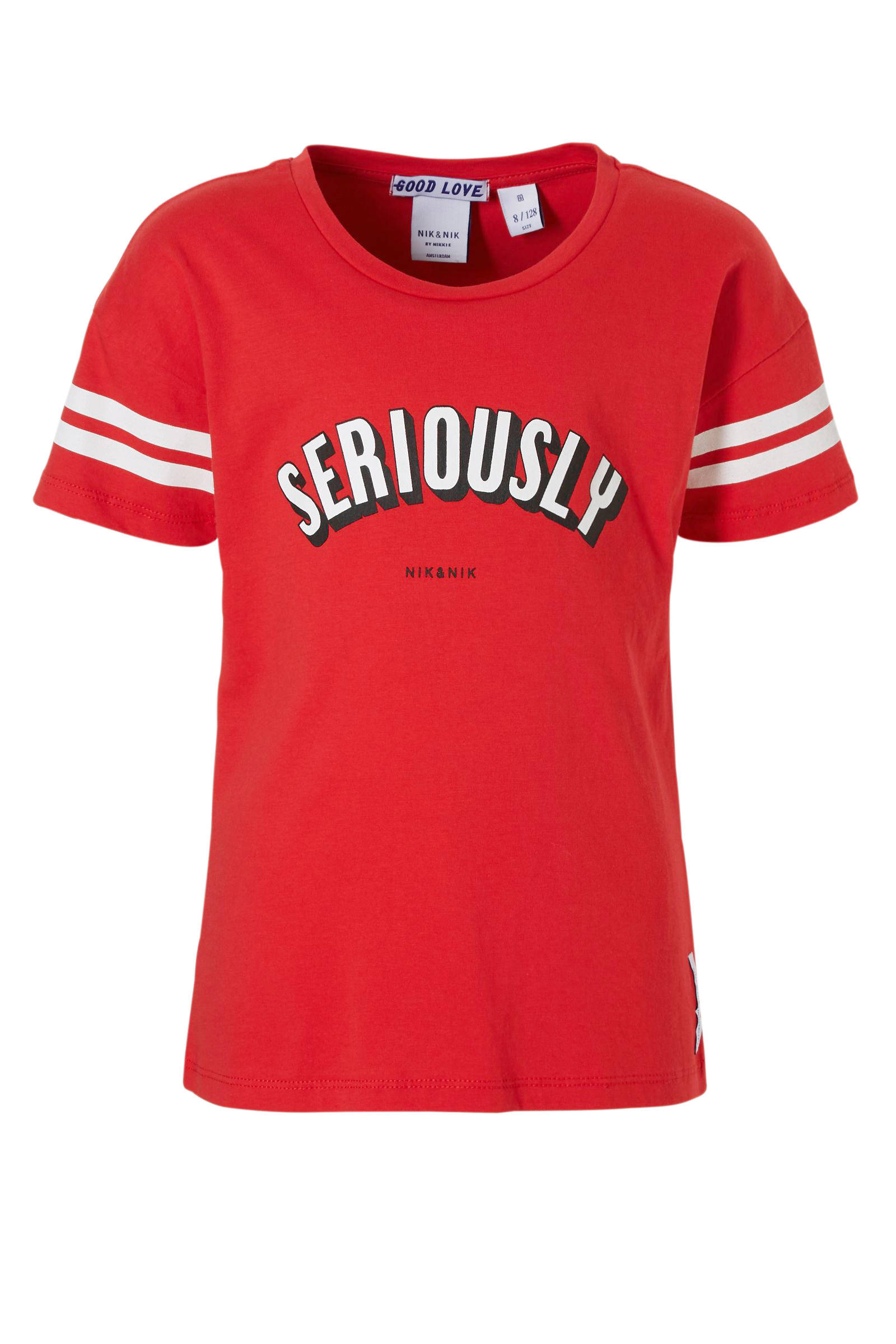 NIK&NIK T shirt met tekst Seriously rood | wehkamp NIK&NIK sweater Good Love met tekst rood | wehkamp
