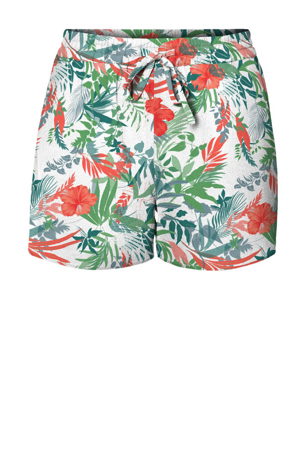 VERO MODA gebloemde regular fit short wit/multi, Wit/multi