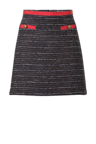 tweed A-lijn rok zwart