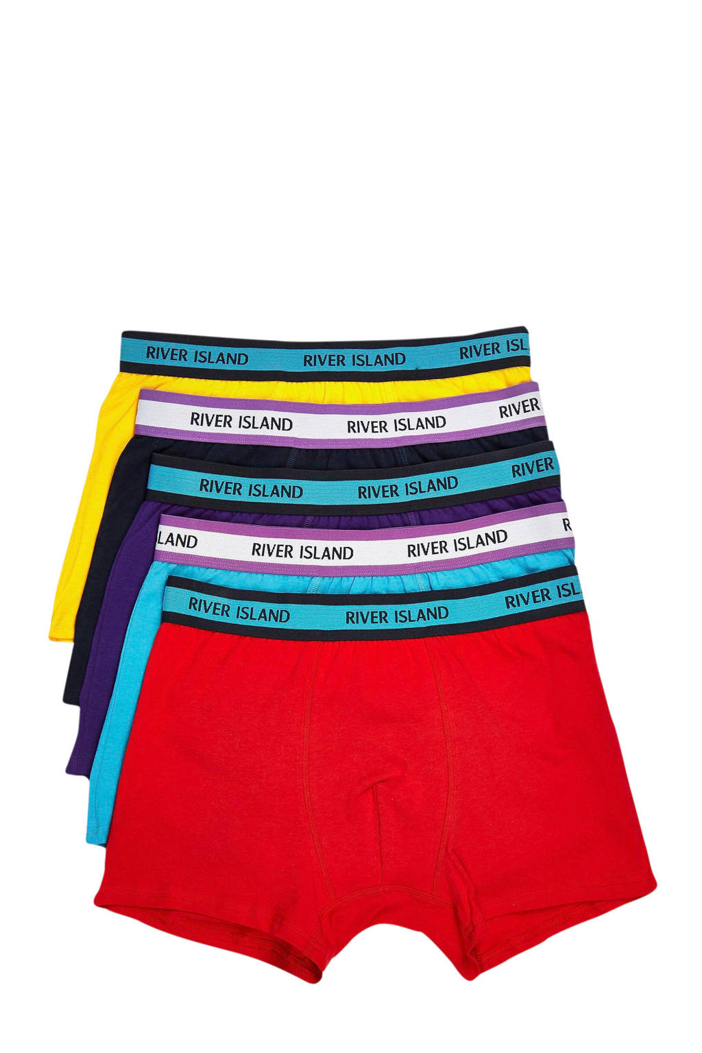 River Island boxershort (set van 5), rood/blauw/geel