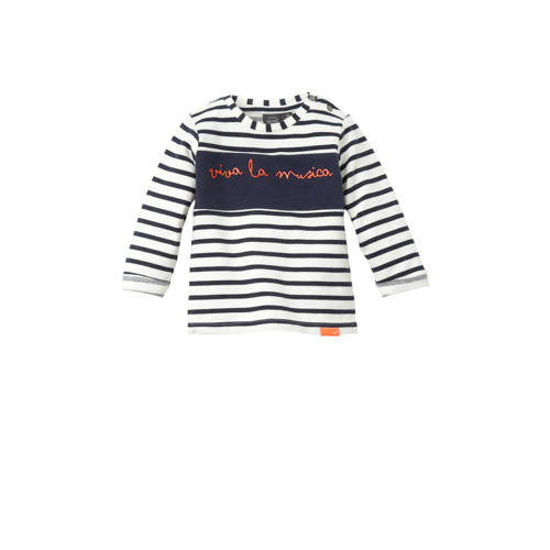 Babyface Newborn Gestreepte Sweater Met Tekst Blauw babyface kopen in de aanbieding
