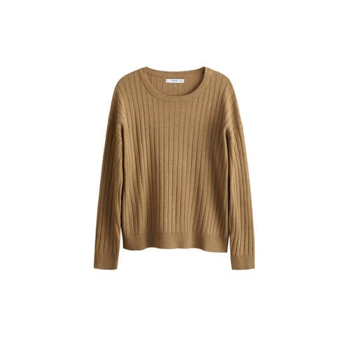 Mango Geribde Trui Bruin mango kopen in de aanbieding Mango Geribde Trui Bruin mango kopen in de aanbieding