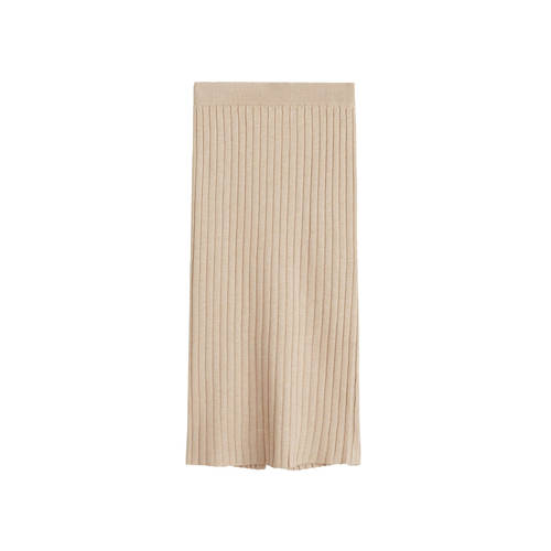 Mango Gebreide Rib Rok Beige mango kopen in de aanbieding
