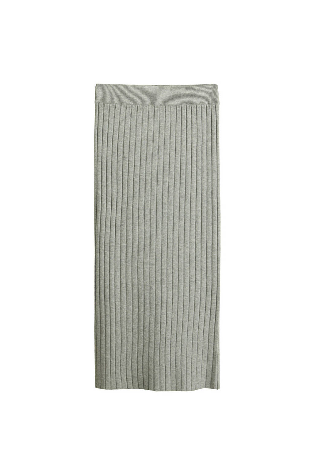 Mango gebreide rib rok grijs, Grijs