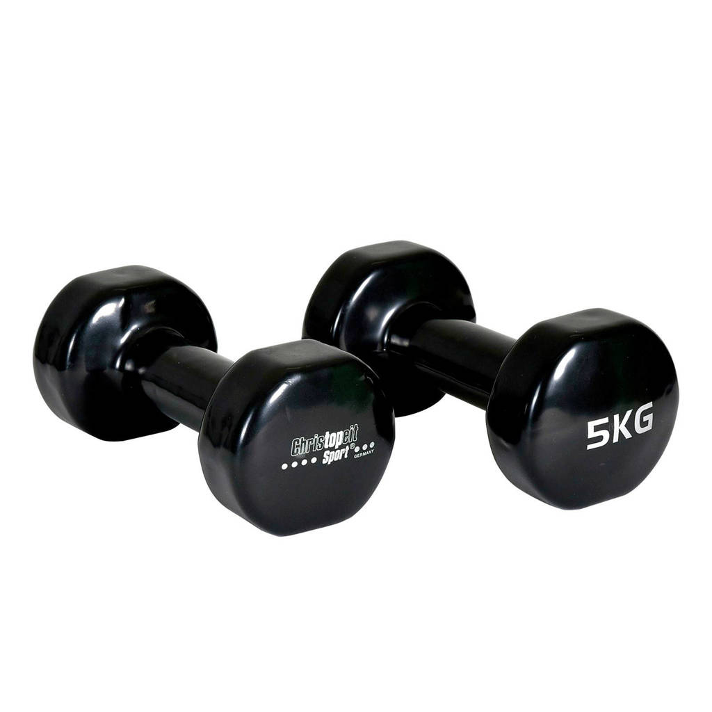 Christopeit dumbbells - 2 x 5 kg, Zwart