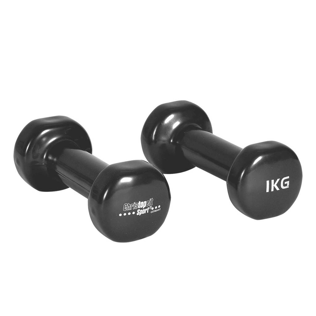 Christopeit dumbbells - 2 x 1 kg, Zwart