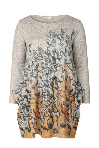 top met tekstprint oker