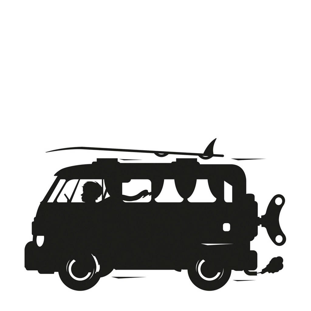 KEK Amsterdam schoolbordsticker surfbus (98x57 cm), Zwart