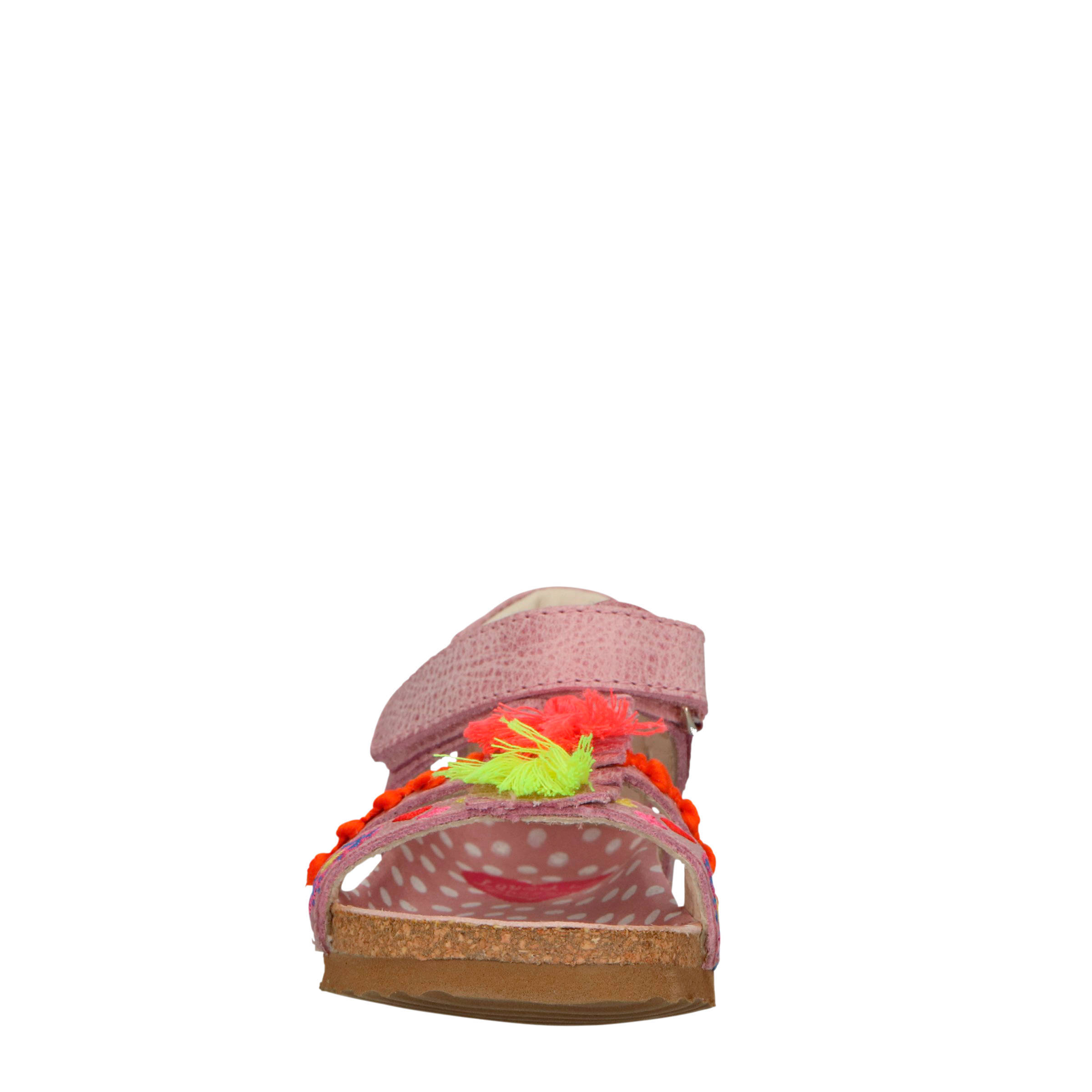 Shoesme leren sandalen met franjes en borduursels roze | wehkamp