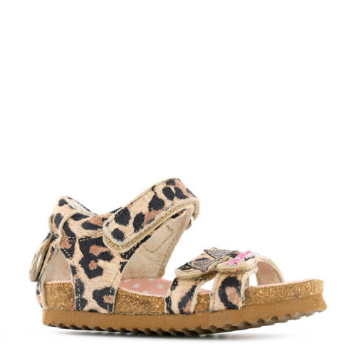 Shoesme Suede Sandalen Met Panterprint Camel shoesme kopen in de aanbieding