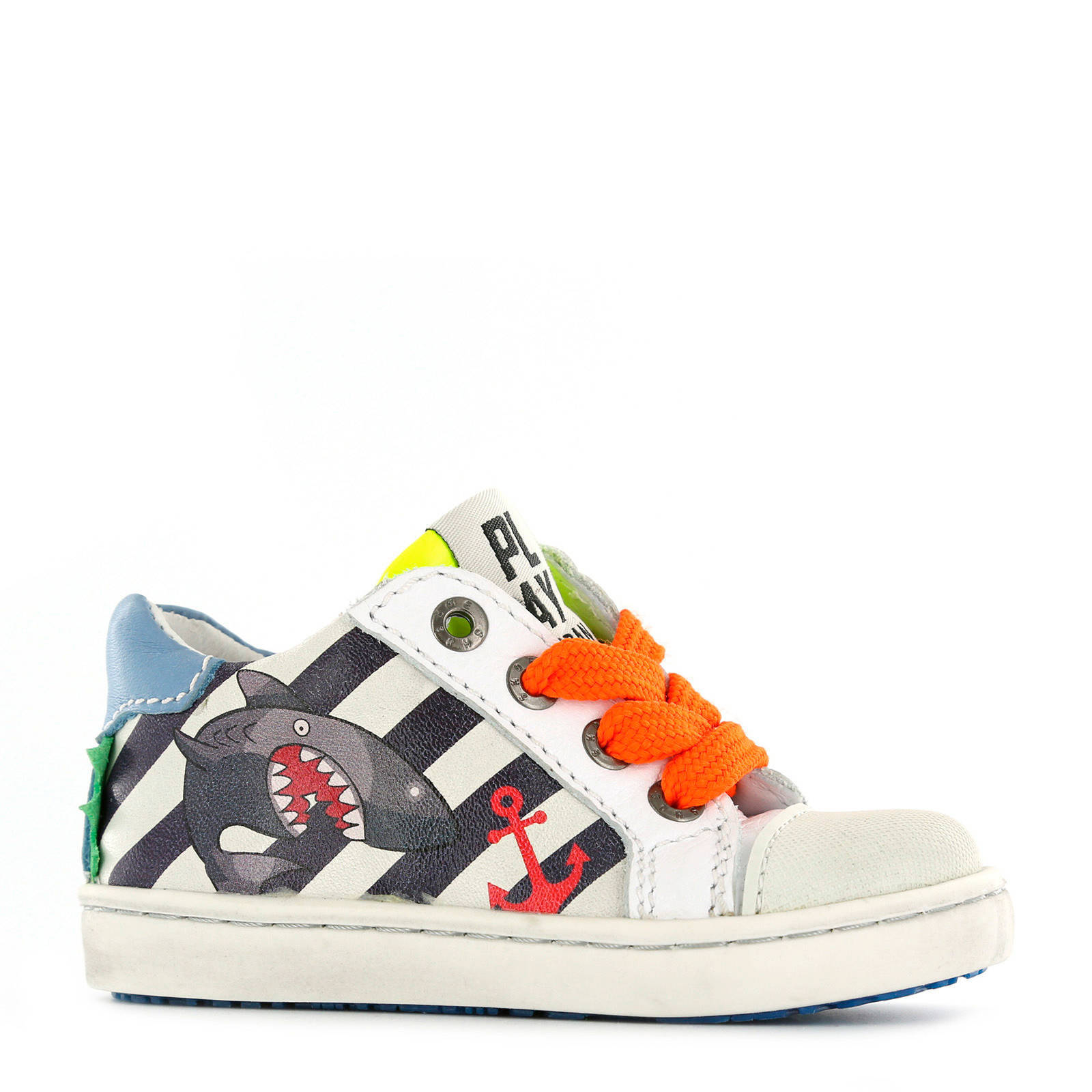 Shoesme leren sneakers met strepen en haai wit | wehkamp
