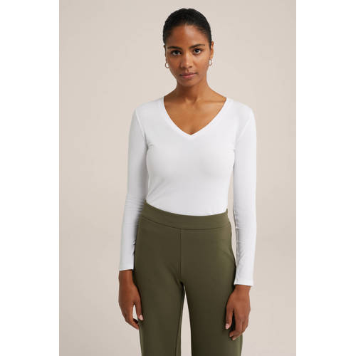 WE Fashion basic longsleeve met katoen wit afbeelding